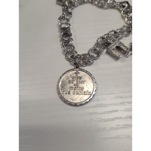 Vintage Sterling Silver Charm Bracelet 6 France Inspired Charms 23.4 Grams 7" - Picture 3 of 10